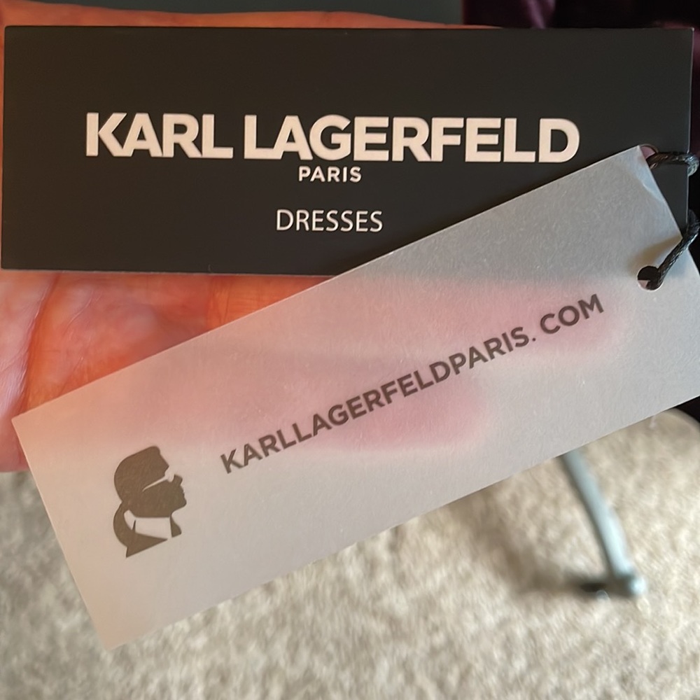 NWT KARL LAGERFELD PARIS Velvet Mock Neck Dress - Picture 8 of 15